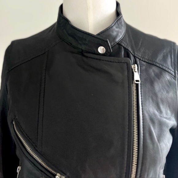 Zara Sheep Leather Moto Jacket Size M - Picture 7 of 10
